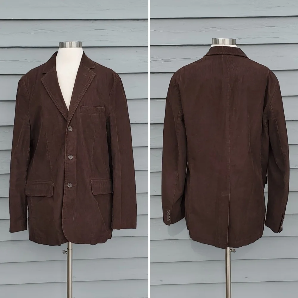 Vintage 90s y2k J. Crew Western Boho Cowboy Brown Corduroy Blazer Jacket Coat Md